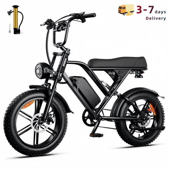Retro 20" Fat Tire Off-Road Electric Bike , 1000W Single Battery Model,UL2849 Certified USA,black