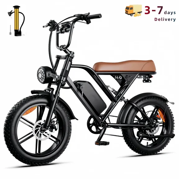 Retro 20" Fat Tire Off-Road Electric Bike , 1000W Single Battery Model,UL2849 Certified USA,brown