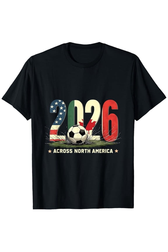 Retro 2026 North America Soccer Fan T-Shirt USA Mexico Canada Flag Graphic Tee Vintage Sports Apparel for Men Women