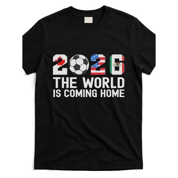Retro 2026 Soccer Tournament Graphic Tee - USA Canada Mexico North America Football Fan T-Shirt - The World Is Coming Home Men Women Unisex Apparel