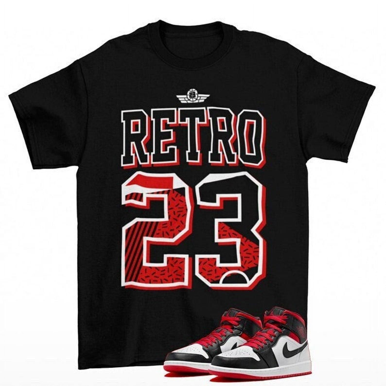 Retro 23 Jordan 1 Mid Gym Red Black Toe Sneaker Matching Tee Shirt Walmart