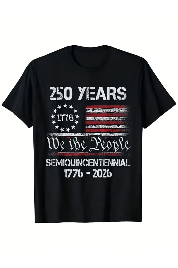 Retro 250 Years We the People T-Shirt 1776-2026 Semiquincentennial Patriotic American Flag Graphic Tee for Men and Women Distressed USA Independence Day Apparel