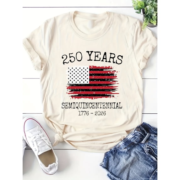 Retro 250 Years Semiquincentennial 1776-2026 American Flag Patriotic T-Shirt Distressed USA Independence Day Unisex Adult Tee