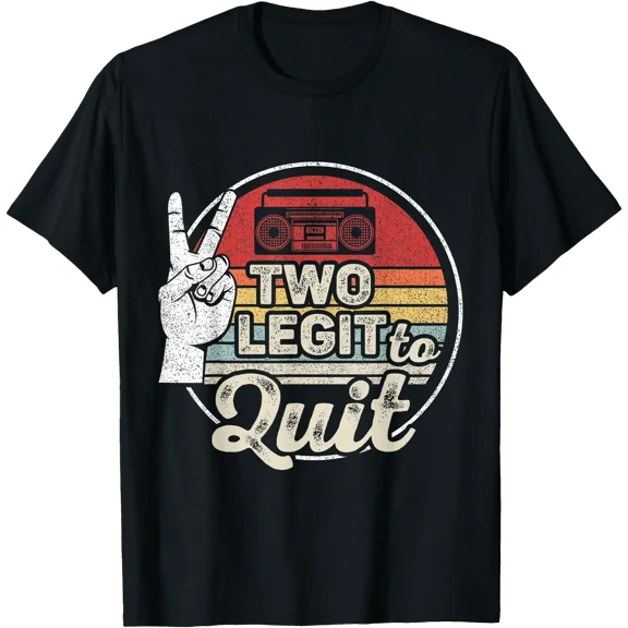 Retro 2nd Birthday Hip Hop Theme Two Legit to Quit T-Shirt