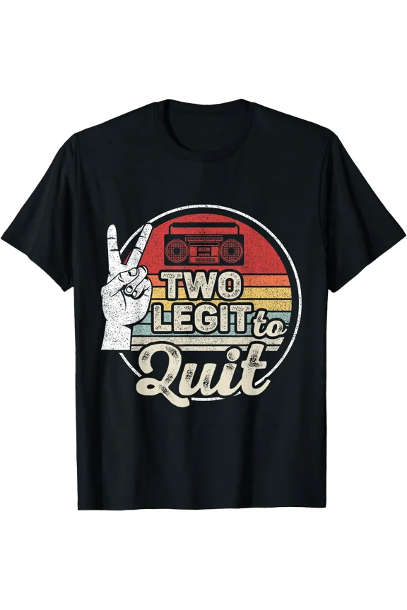 Retro 2nd Birthday Hip Hop Theme Two Legit to Quit T-Shirt