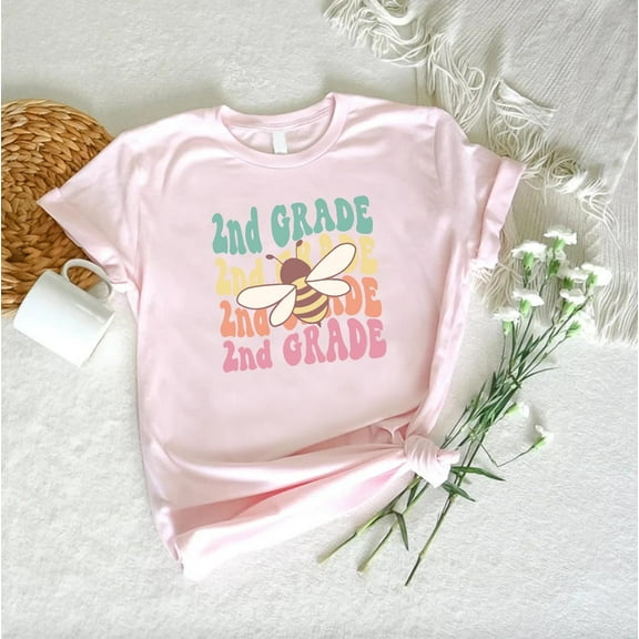 Retro 2nd Grade Teacher Shirt: Bee Design, Colorful Back to School Tee TSHIRT All Size S-5XL
