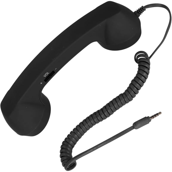 Retro 3.5mm Telephone Handset, Radiation Proof Cell Phone Receiver Mic Microphone Speaker, Vintage Phone Handset for Cellphone Smartphone,with USB C (Black)