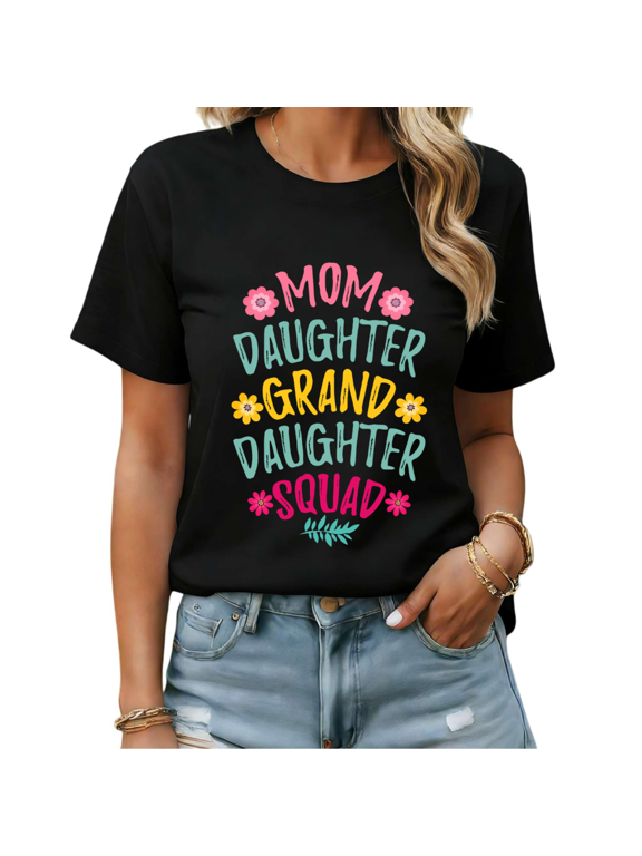 Retro 3 Generations Women Squad Oversized Graphic Tees Womans Casual Tshirt Tops Black/White S-5XL