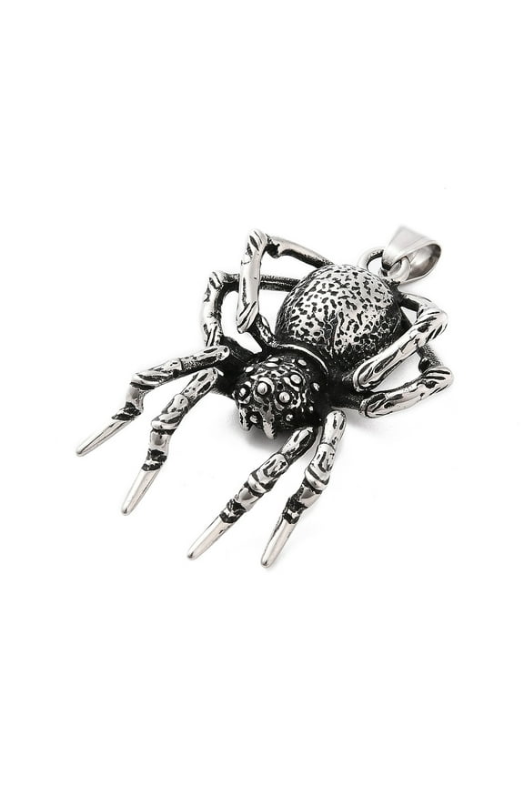 Retro 304 Stainless Steel Big Pendants Spider Charms Antique Silver 60.5x38x11mm Hole: 8X5mm