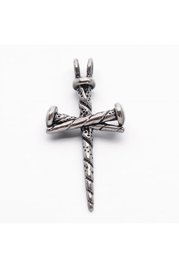 Retro 304 Stainless Steel Gothic Pendants Silver 44x22x6mm Hole: 4.5x3.5mm