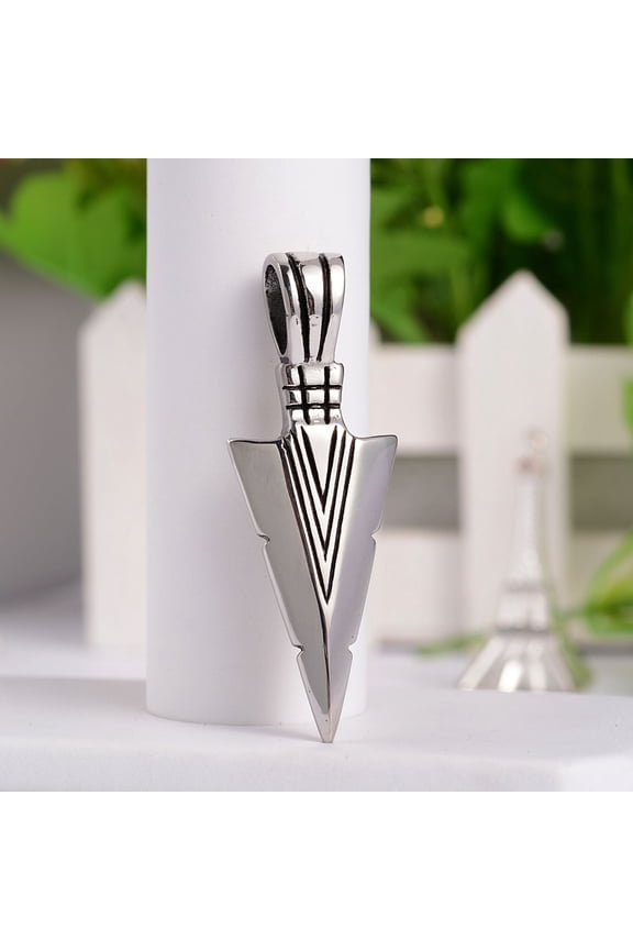 Retro 316 Surgical Stainless Steel Arrow Head Big Pendants Silver 56x20x4.5mm Hole: 10x6.5mm