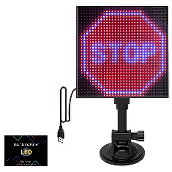 Retro 3232 RGB Pixel Art Display - APP-Controlled LED Matrix Panel for Car, DIY Decor & Gaming Room (Black)