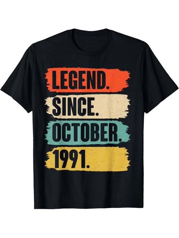 Retro 35 Years Old Legend Since October 1991 35Th Birthday T-Shirt BLACK Unisex S-5XL Hot Trending Shirt Birthday Gift
