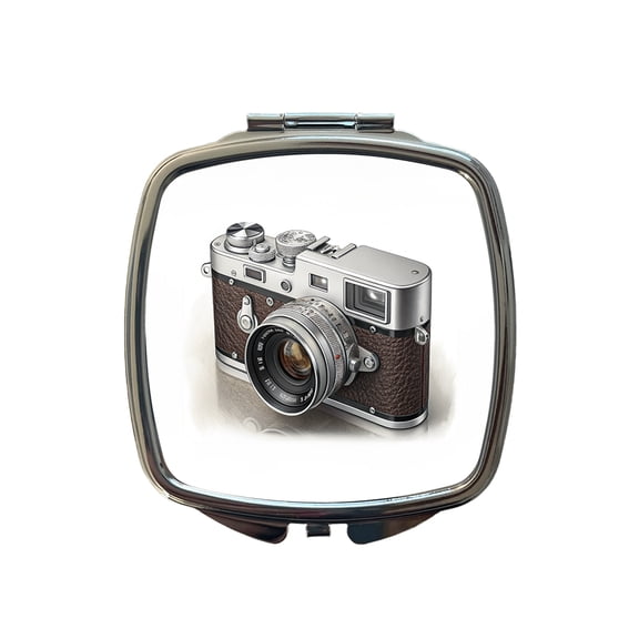 Retro 35mm Photography Camera Travel Makeup Handbag Purse Small Pocket Compact Mirror