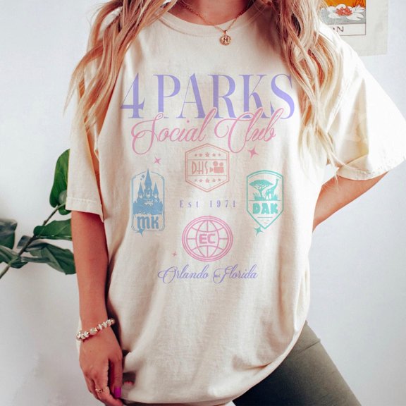 Retro 4 Park Social Club Orlando Florida Tee Disney Social Club Shirt Magic Kingdom Shirt