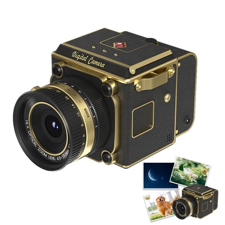 Retro 4K Digital Camera with 64MP Photo, 16X Digital Zoom, 2.0" Screen, Vintage Leather Design
