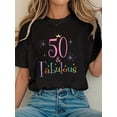 thumbnail image 1 of Retro 50 and Fabulous Women's Birthday T-Shirt - Vintage Style 50th Birthday Gift Graphic Tee for Her - Comfortable Black Cotton Short Sleeve Top, 1 of 6