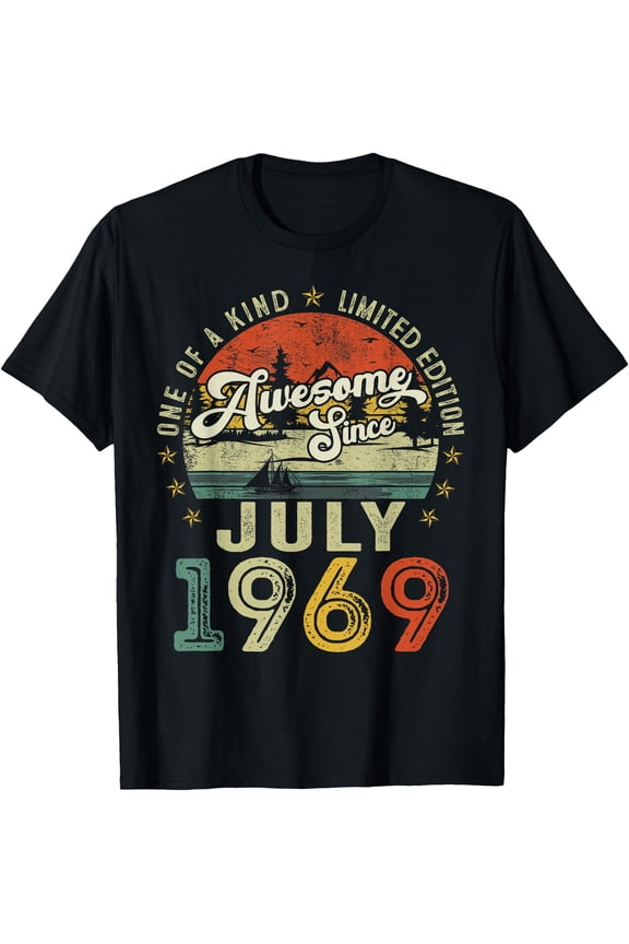 Retro 56 Years Old Vintage July 1969 56th Birthday Men Women T-Shirt, Unisex T-Shirt
