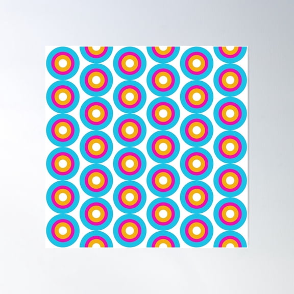 Retro 60S Circle Pattern Poster Wall Art, Modern Wall Decor For Living Room Bedroom, 30x30 UNFRAMED