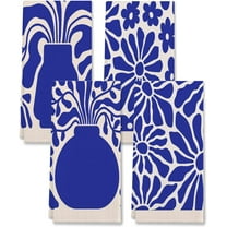 Retro 60s Groovy Hippie Navy Botanical Flower Matisse Floral Kitchen Towels,Dish Cloth Flour Sack Hand Towel for Farmhouse Kitchen Decor,26x18 Inches Cotton Dish Towels Dishcloths