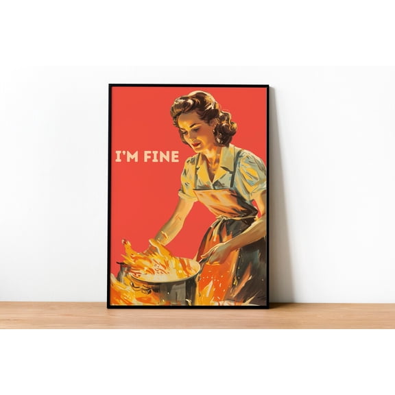 Retro 60s Kitchen Cooking Wall Art, Unframed Paper Print Size 8x12