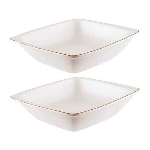 Retro 7.5" x 6.5" x h:2" 20 oz. Square Decorated Porcelain Bowl (Set of 2)