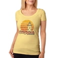 thumbnail image 1 of Retro 70's Sunset Old Saybrook Lighthouse Womens Soft Scoop T Shirt Yellow Haze LG, 1 of 1