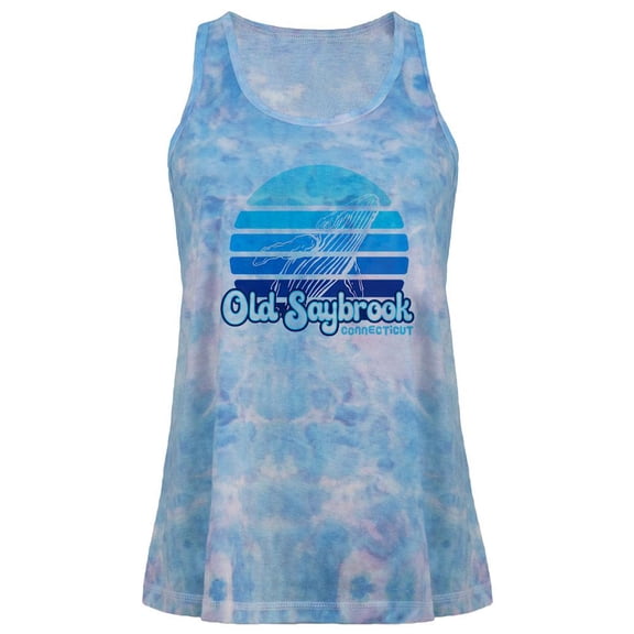 Retro 70's Sunset Old Saybrook Whale Juniors Tie Dye Tank Top Multi X-LG