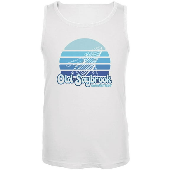 Retro 70's Sunset Old Saybrook Whale Mens Tank Top White LG