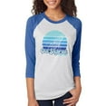 thumbnail image 1 of Retro 70's Sunset Old Saybrook Whale Unisex Raglan T Shirt White-Royal 2XL, 1 of 1