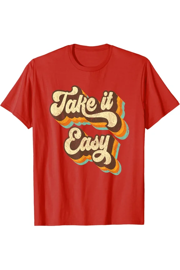 Retro 70S Disco Party Costume Take It Easy Gift T-Shirt RED Unisex S-5XL Hot Trending Shirt, Vintage Birthday Gift