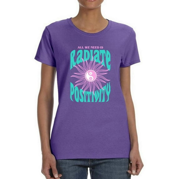 Retro 70S Radiate Positivity T-Shirt Women -Image by Shutterstock, Female XX-Large