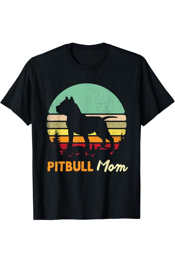 Retro 70s 80s Pitbull Mom Gift | Bully Pit Bull Terrier T-Shirt
