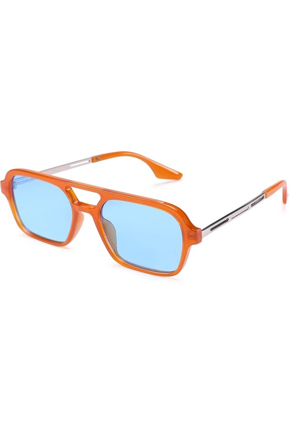 Retro 70s Aviator Sunglasses for Women Men - Small Frame Square Tinted Shades Sun Glasses