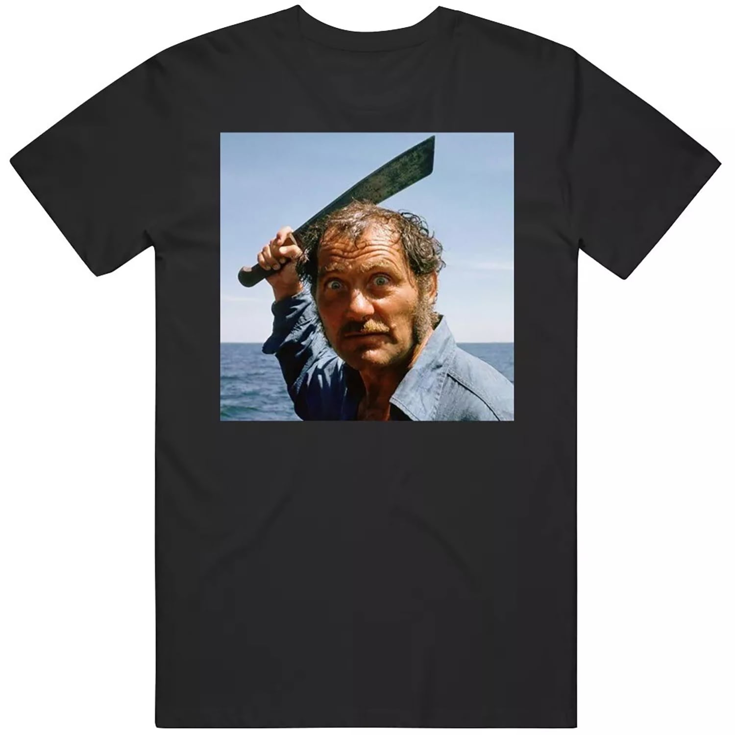 Retro 70s Classic Jaws Captain Quint Machete Movie Fan T Shirt