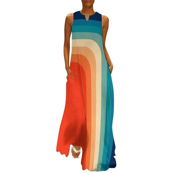 Retro 70s Color Palette III Long Dress women's clothing summer 2025 novelties Clothing female Dress