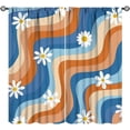 thumbnail image 1 of Retro 70s Curtains, Vintage Hippie 60s Abstract Flower Daisy Blue Orange Groovy Pastel Spiral Funky Colorful Print Window Curtains for Girls Bedroom Living Room 52x84in, 1 of 7