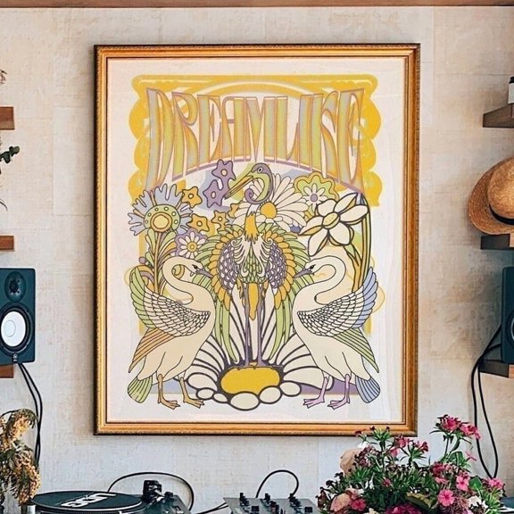 Retro 70s Floral Art Print Psychedelic Home Decor Wall Art UNFRAMED Poster