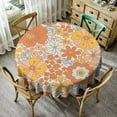 thumbnail image 1 of Retro 70s Floral Tablecloth, Hippie Summer Groovy Flower Print Table Cover for Holiday Home Picnic Party Wedding Buffet Dining Room Kitchen 60x60inch, 1 of 6