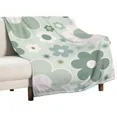 thumbnail image 1 of Retro 70s Flowers Sage Green Floral Pattern Aesthetic Modern Flowers Throw Blanket For Sofa Thin Quilt Plaid Blankets, 1 of 6