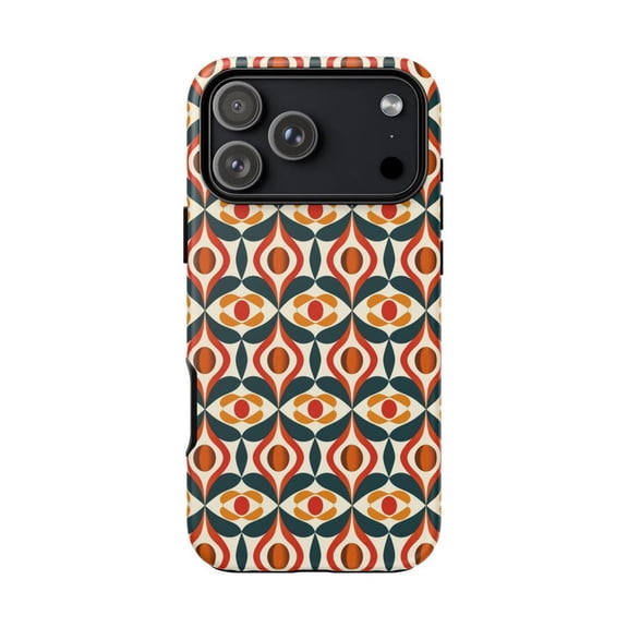 Retro 70s Geometric Pattern Case for iPhone 11 12 13 14 15 16 17 Pro Max Plus