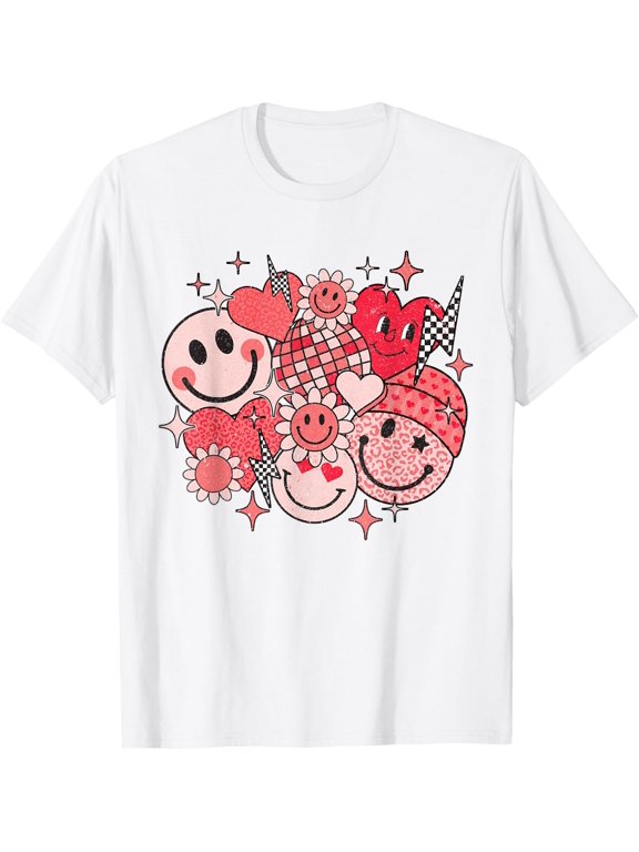 Retro 70s Happy Face Leopard Disco Ball T Shirt All Size S-5XL