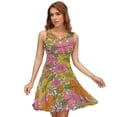 thumbnail image 1 of Retro 70s Hippie Flower Dress Fashion Beach Long Dresses Female Party Printed Sundress, 1 of 7
