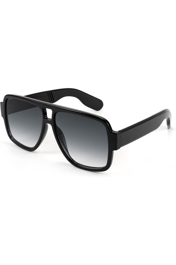 Retro 70s Inspired Aviator Eyewear for Men and Women, Double Bridge Square Frame, Bold  Design K7123