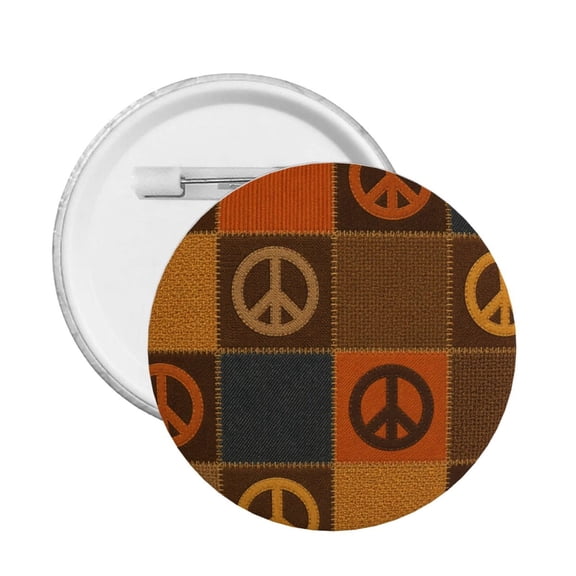 Retro 70s Peace Symbol Patchwork Round Button Pin Badge 5PCS Pinback Buttons Lapel Pin for Jacket, Backpack, Hat, Party Favor, Gift