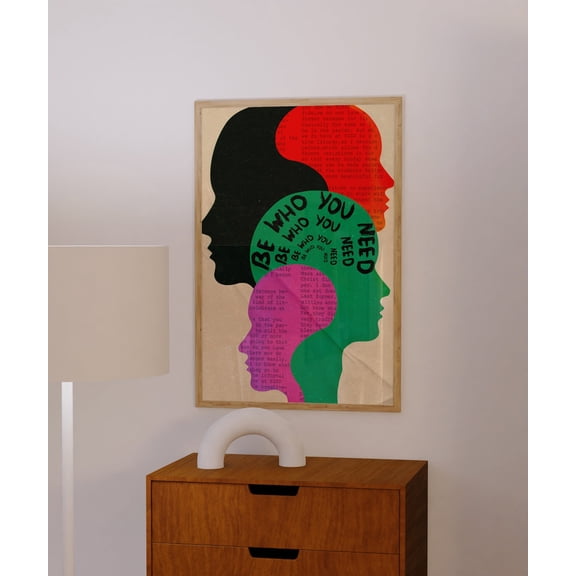 Retro 70s Self Affirmation Groovy Mindset Positive Quote Mental Wellness Poster Unframed Paper Print