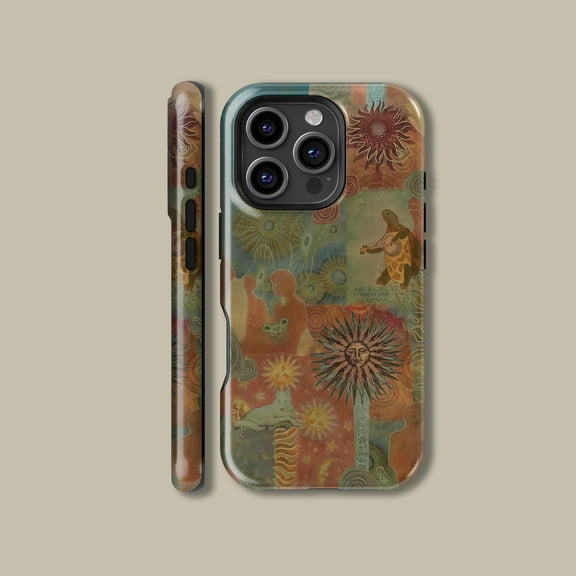 Retro 70s Turtle Sun Collage Case for iPhone Samsung Aesthetic