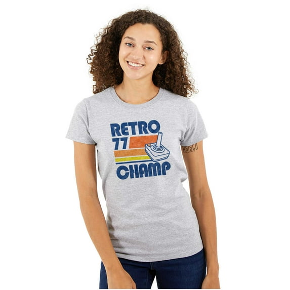 Retro 77 Old School Video Gamer Womens Slim Fit Graphic Tee Brisco Brands S