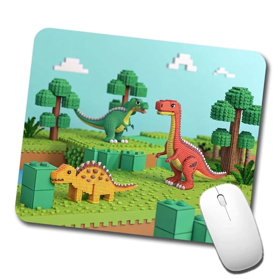 Retro 8 Bit Pixel Art Style Dinosaurs Roaming Mouse Pad Low Profile Gaming Mat