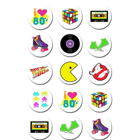 Retro 80'S Images Edible Cupcake toppers UNCUT